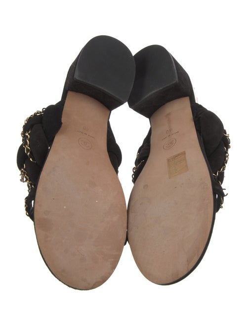 Chanel Interlocking CC Logo Suede Slides