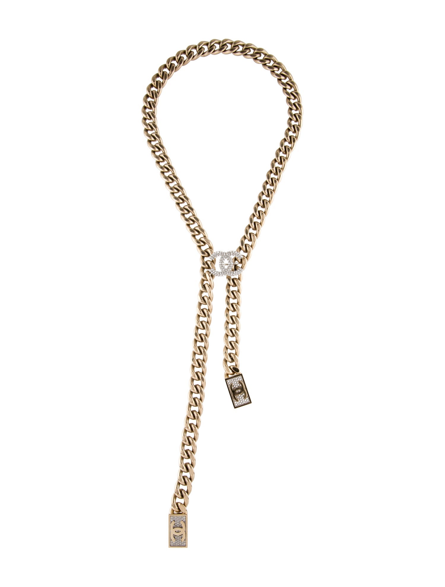 Chanel Strass CC Curb Chain Bolo Necklace