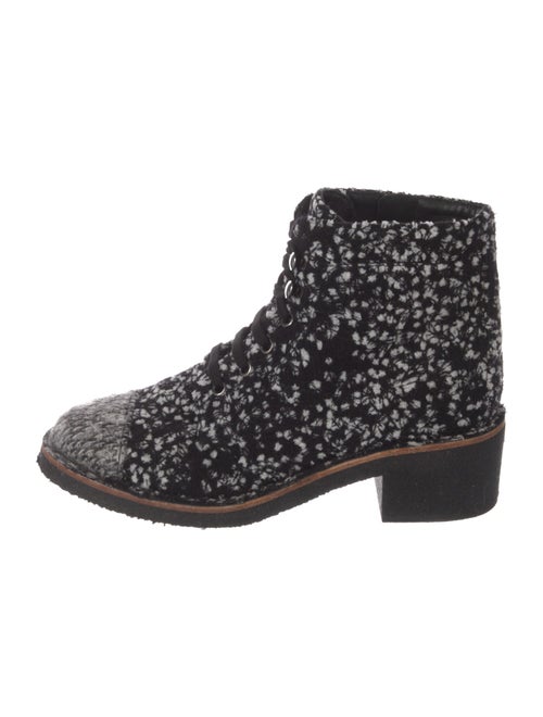 Chanel Interlocking CC Logo Tweed Combat Boots