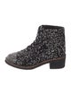 Chanel Interlocking CC Logo Tweed Combat Boots