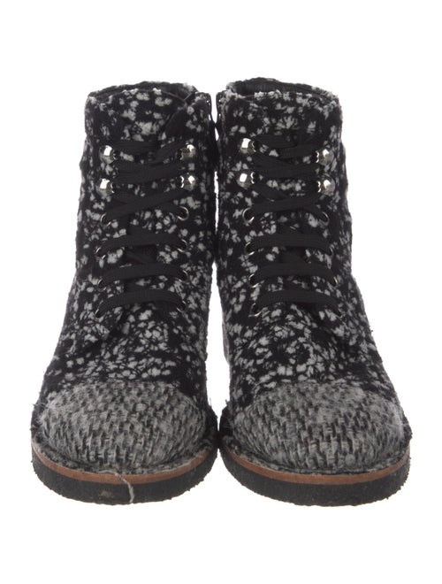 Chanel Interlocking CC Logo Tweed Combat Boots