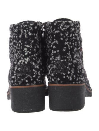 Chanel Interlocking CC Logo Tweed Combat Boots