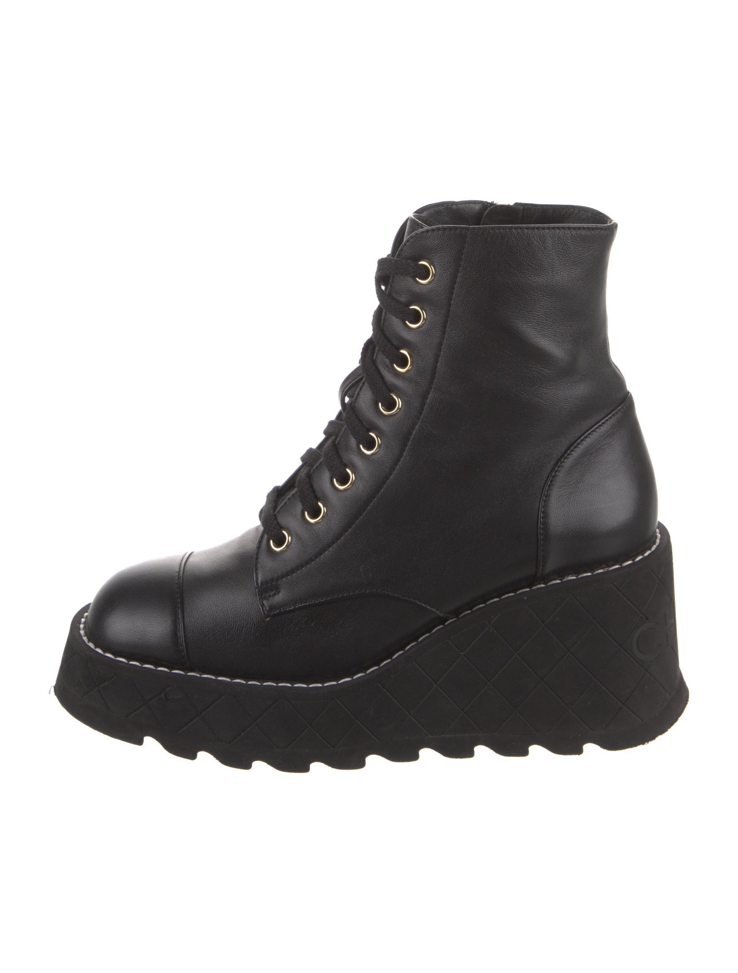 Chanel 2024 Interlocking CC Logo Combat Boots