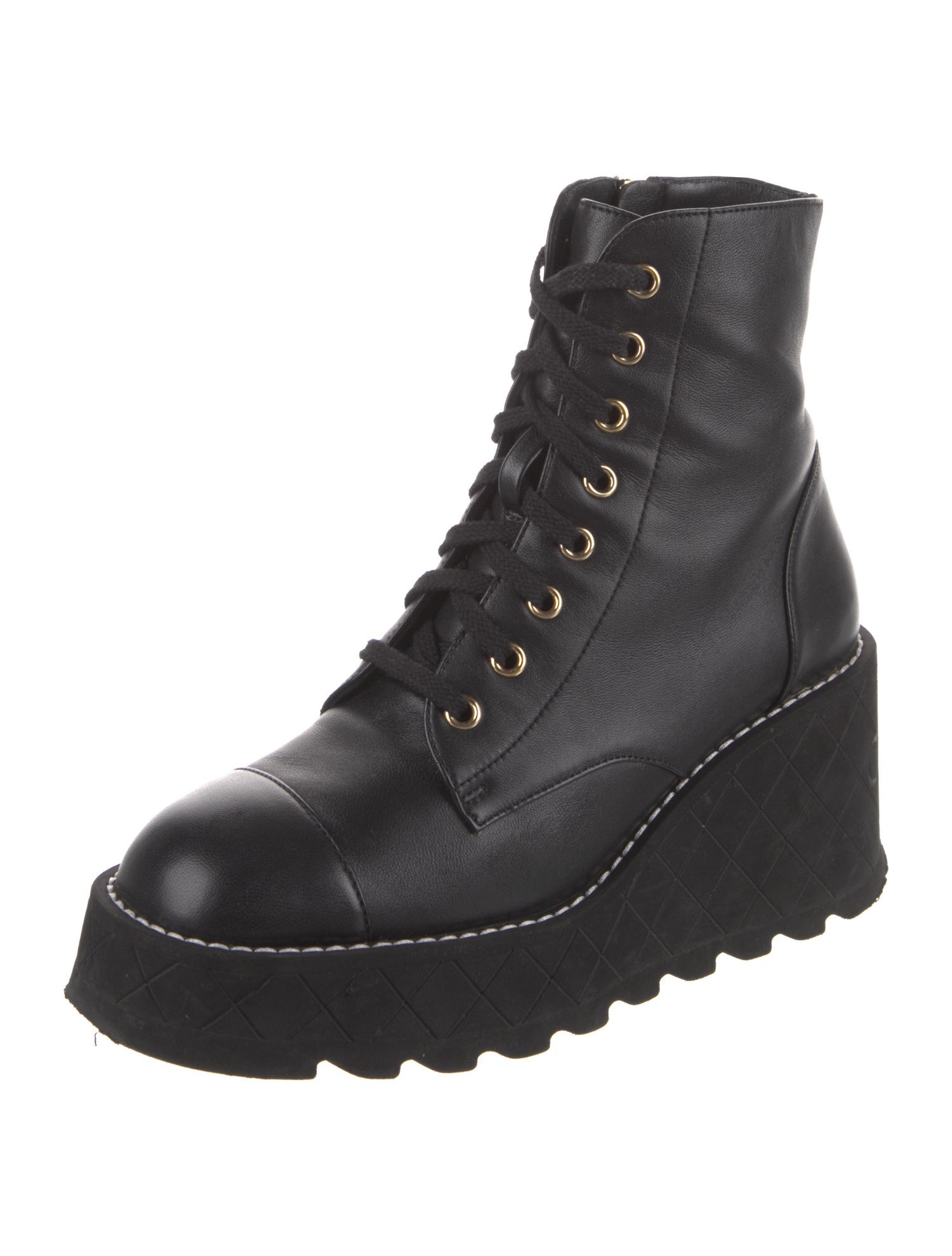 Chanel 2024 Interlocking CC Logo Combat Boots