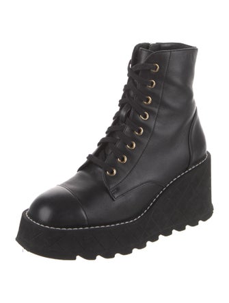 Chanel 2024 Interlocking CC Logo Combat Boots