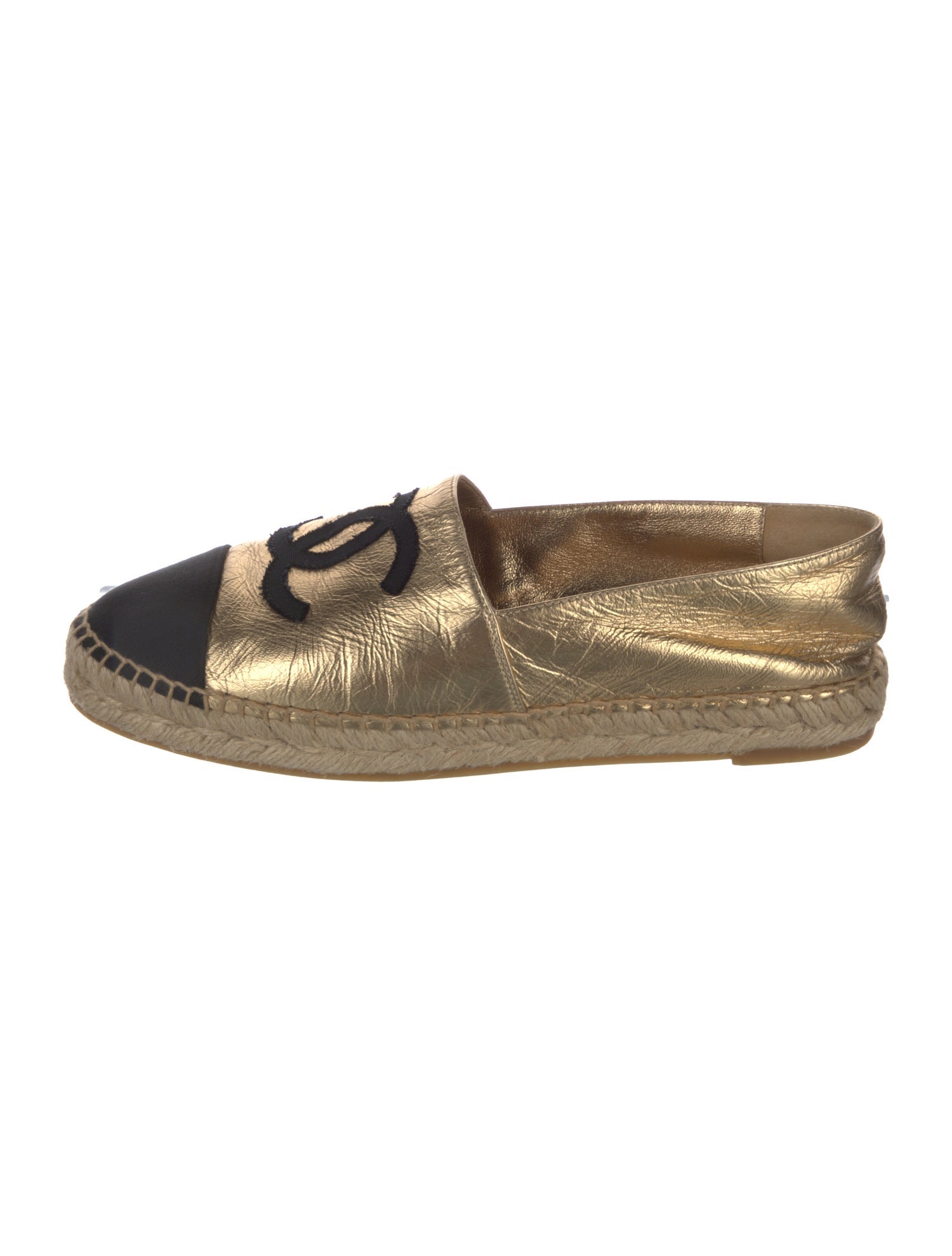 Chanel Interlocking CC Logo Lambskin Espadrilles