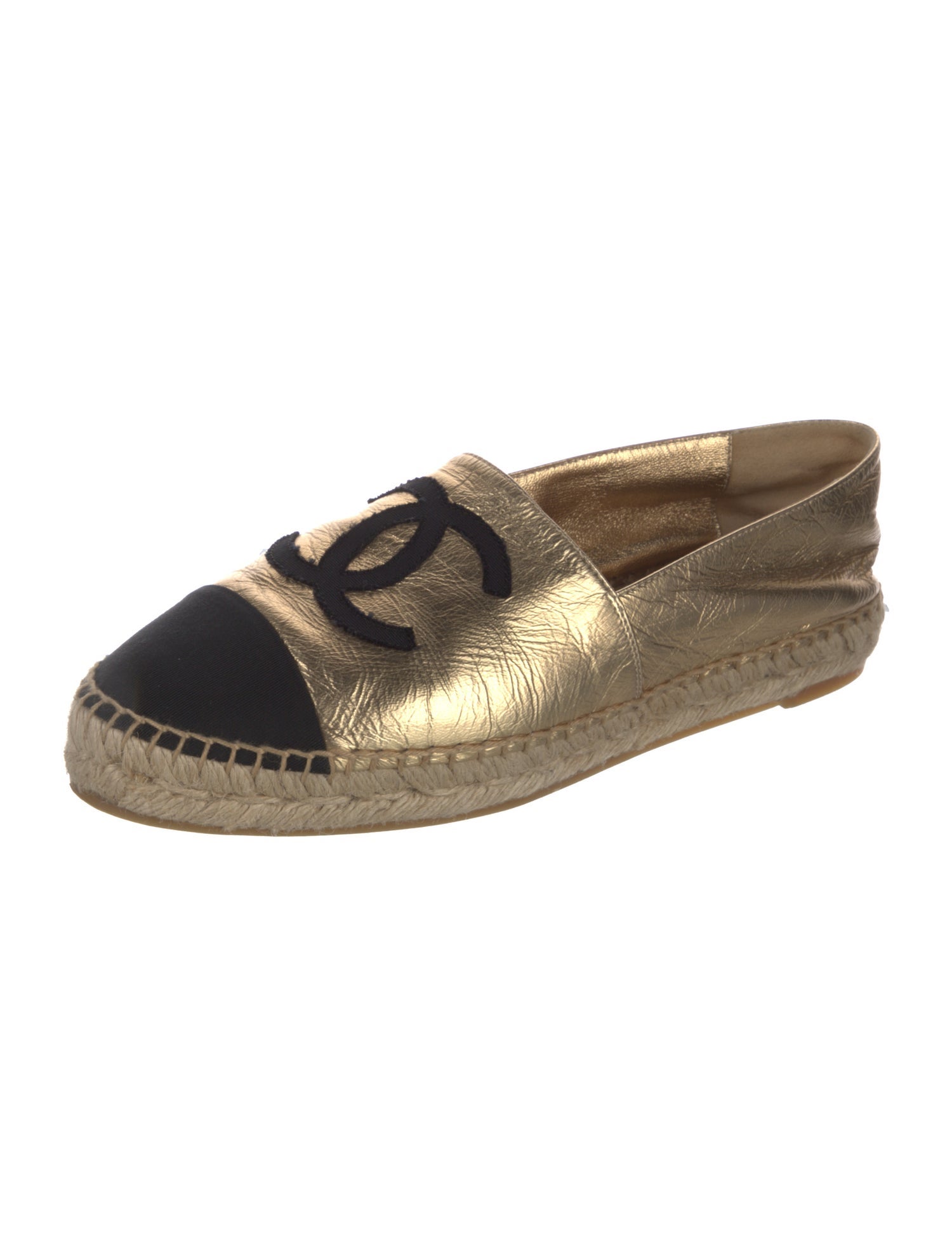 Chanel Interlocking CC Logo Lambskin Espadrilles
