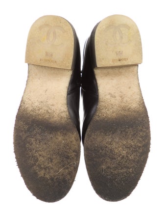 Chanel Interlocking CC Logo Leather Moto Boots