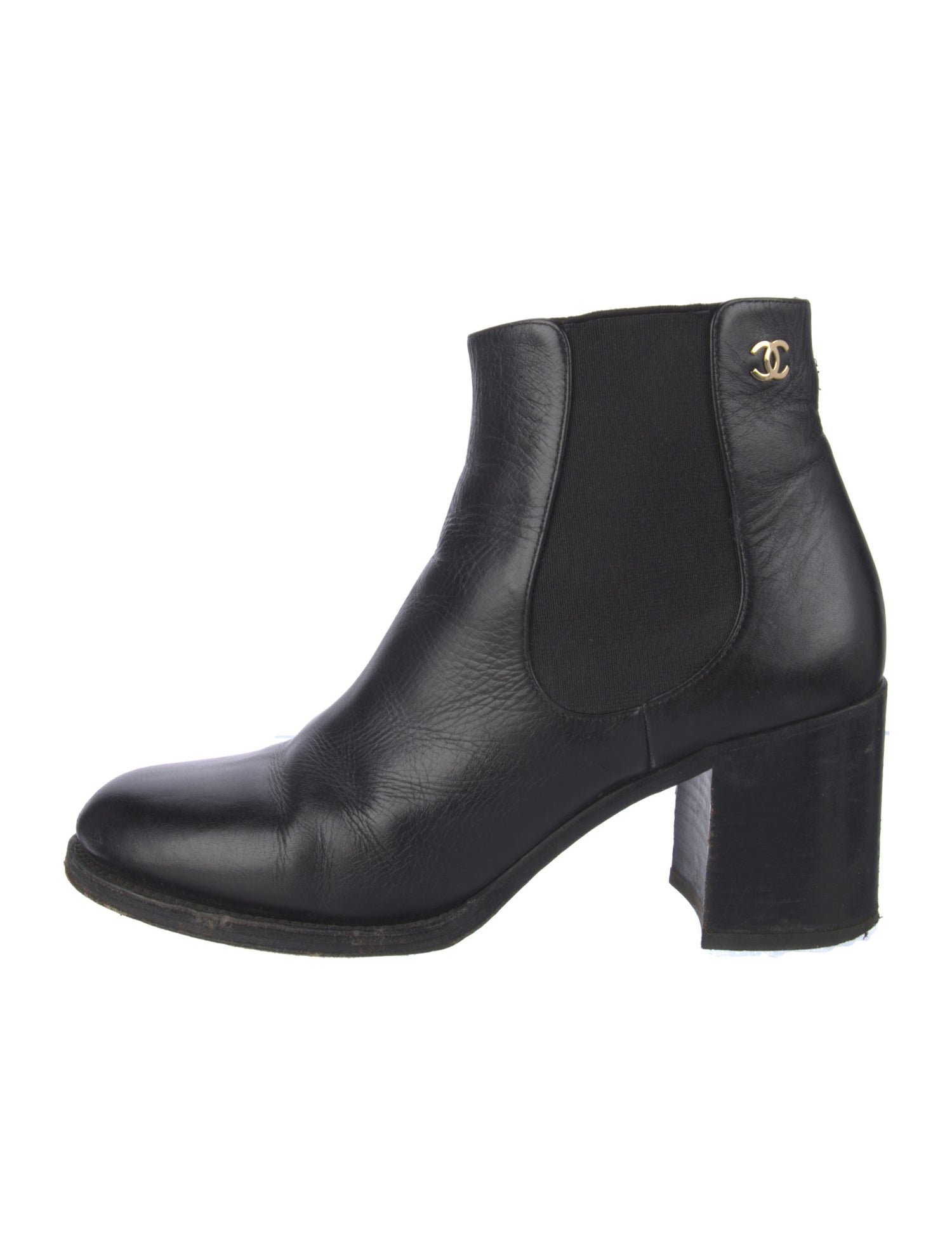 Chanel Interlocking CC Logo Leather Chelsea Boots