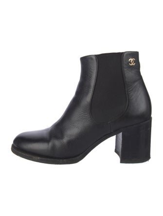 Chanel Interlocking CC Logo Leather Chelsea Boots