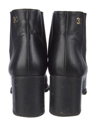 Chanel Interlocking CC Logo Leather Chelsea Boots