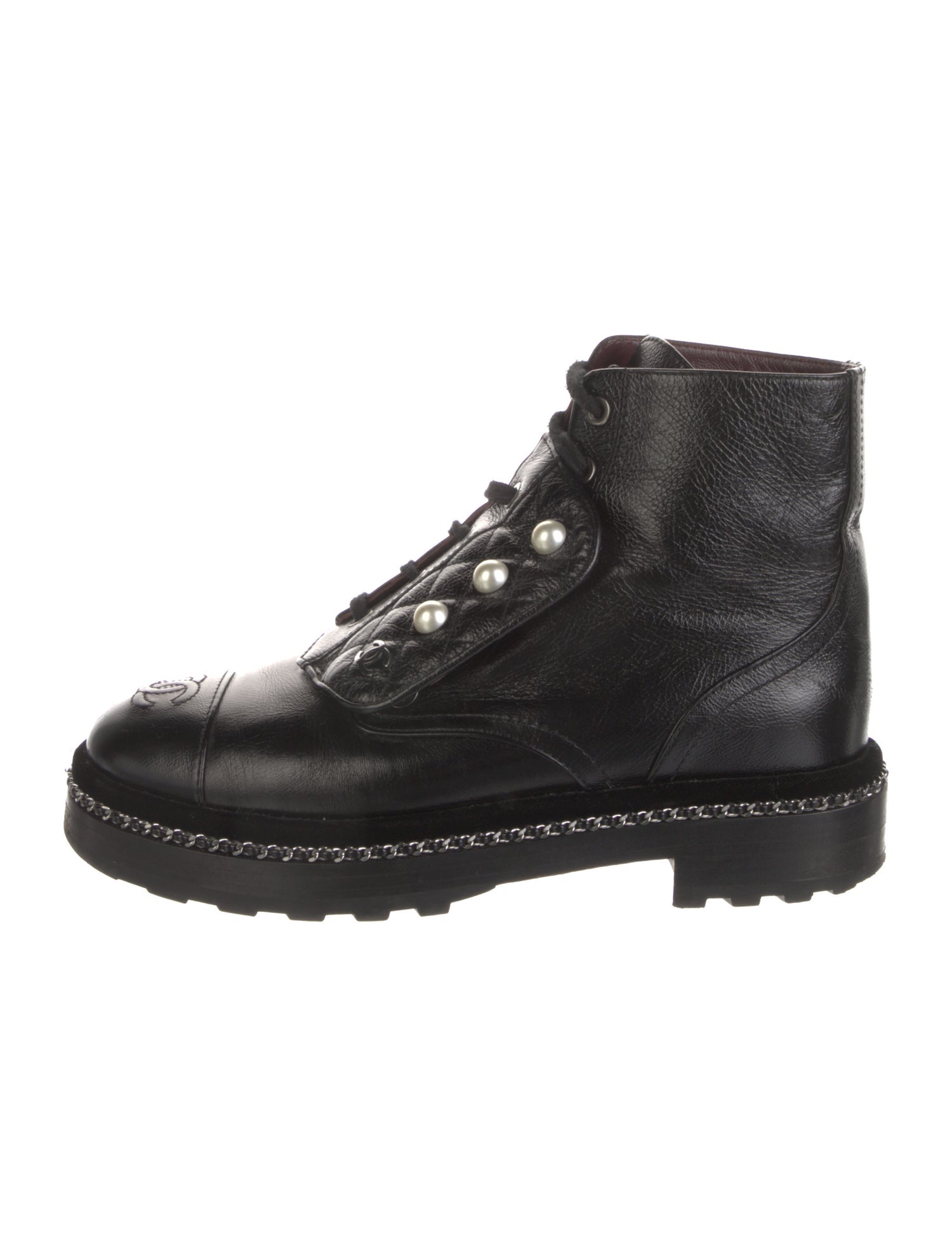 Chanel 2018 Interlocking CC Logo Combat Boots