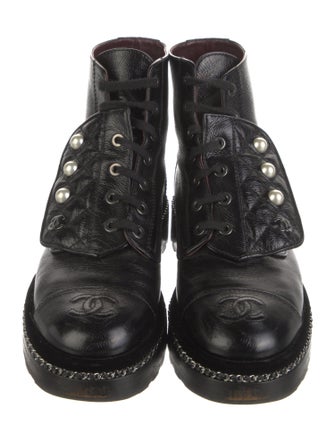 Chanel 2018 Interlocking CC Logo Combat Boots