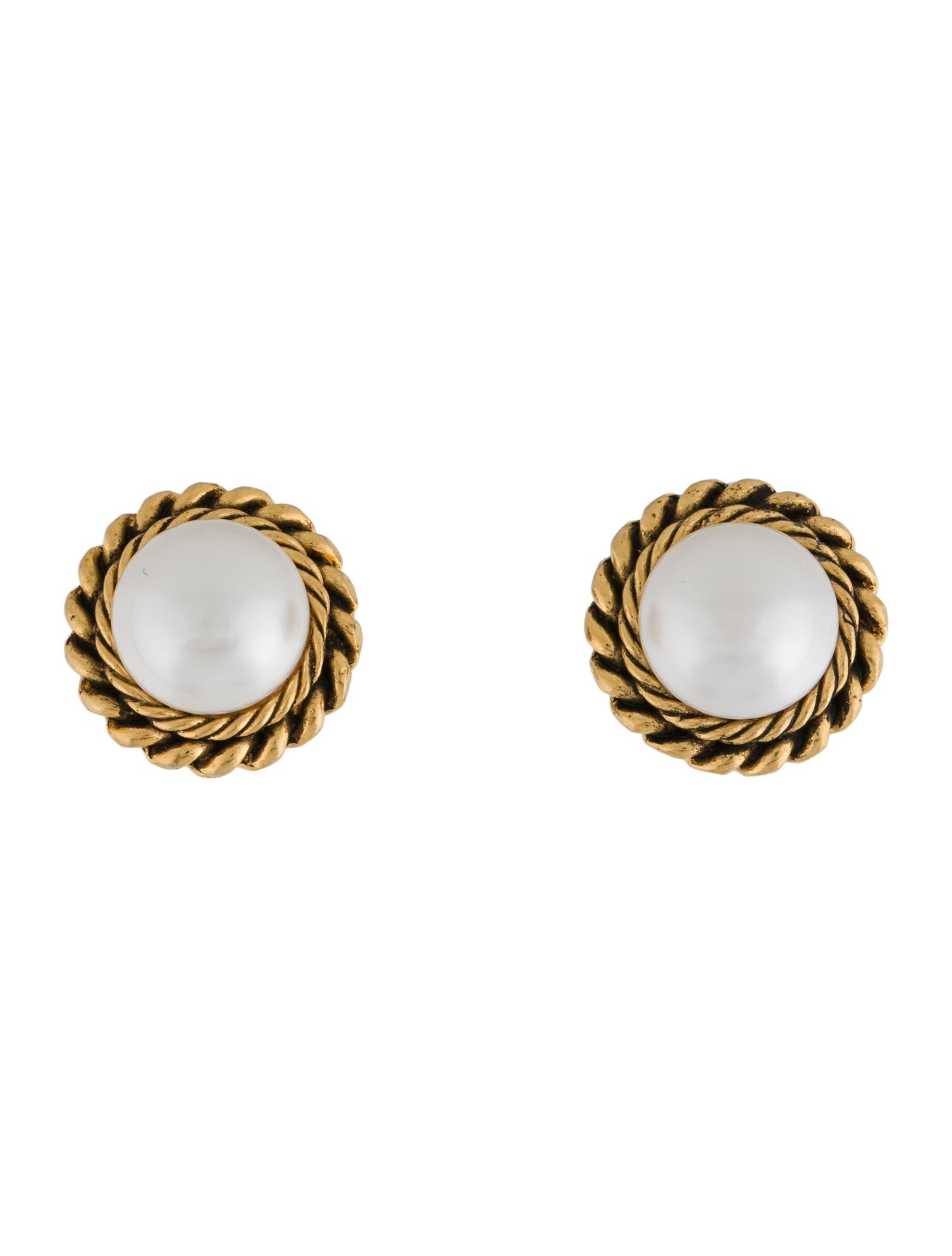 Chanel Vintage Faux Pearl Clip-On Earrings