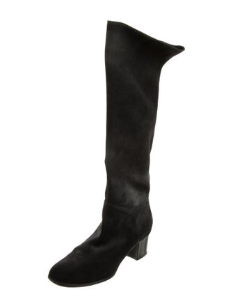 Chanel Interlocking CC Logo Suede Riding Boots