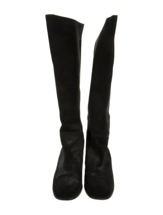Chanel Interlocking CC Logo Suede Riding Boots