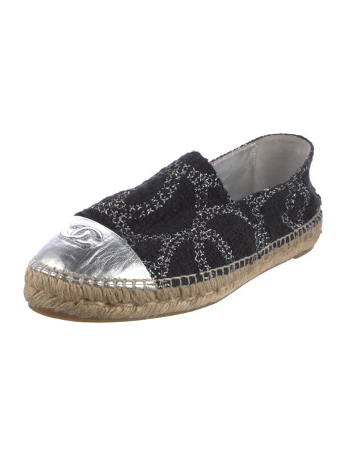 Chanel Interlocking CC Logo Tweed Espadrilles