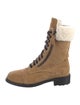 Chanel Interlocking CC Logo Suede Combat Boots