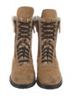 Chanel Interlocking CC Logo Suede Combat Boots