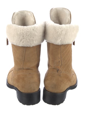 Chanel Interlocking CC Logo Suede Combat Boots