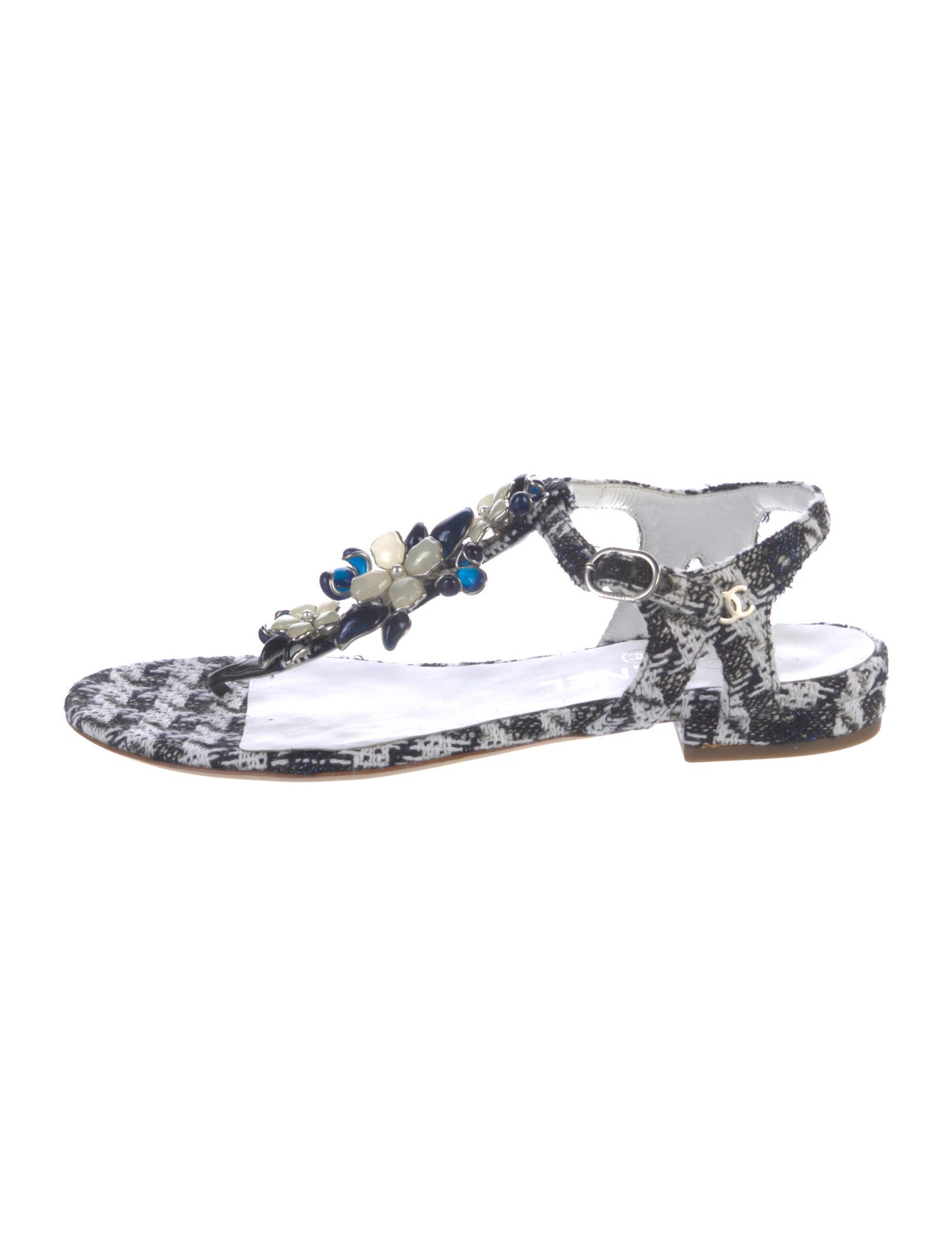 Chanel 2016 Interlocking CC Logo T-Strap Sandals