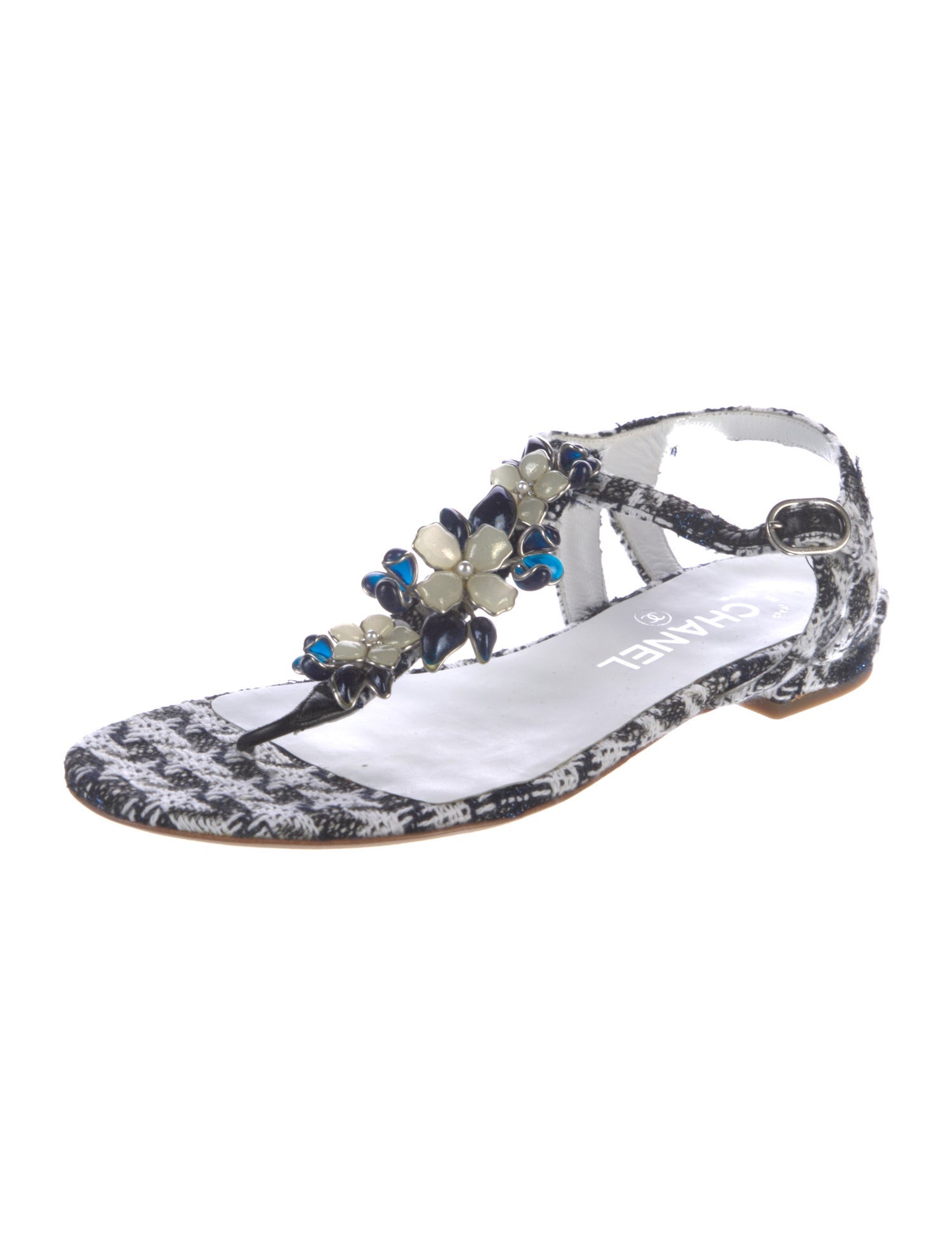 Chanel 2016 Interlocking CC Logo T-Strap Sandals