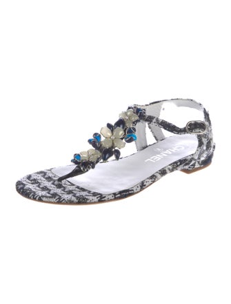 Chanel 2016 Interlocking CC Logo T-Strap Sandals