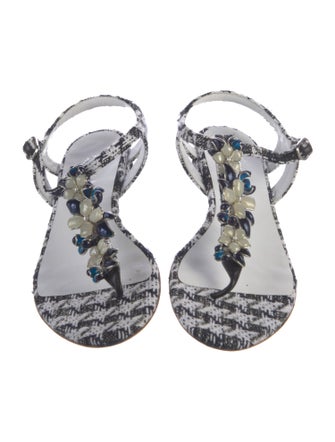 Chanel 2016 Interlocking CC Logo T-Strap Sandals