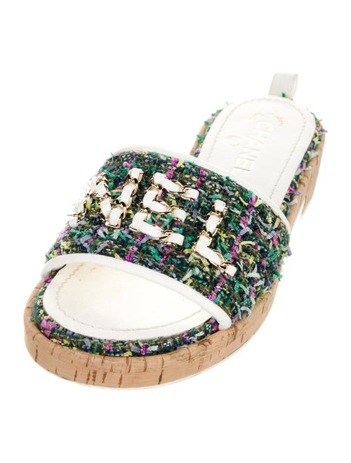 Chanel Tweed Pattern Tweed Slides