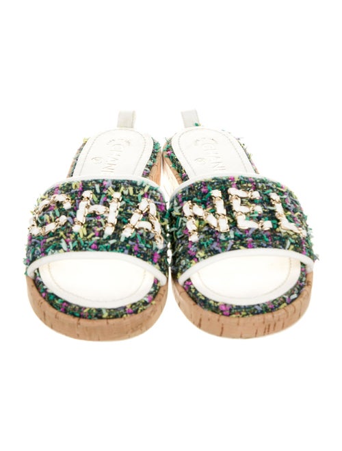 Chanel Tweed Pattern Tweed Slides