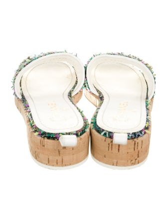 Chanel Tweed Pattern Tweed Slides