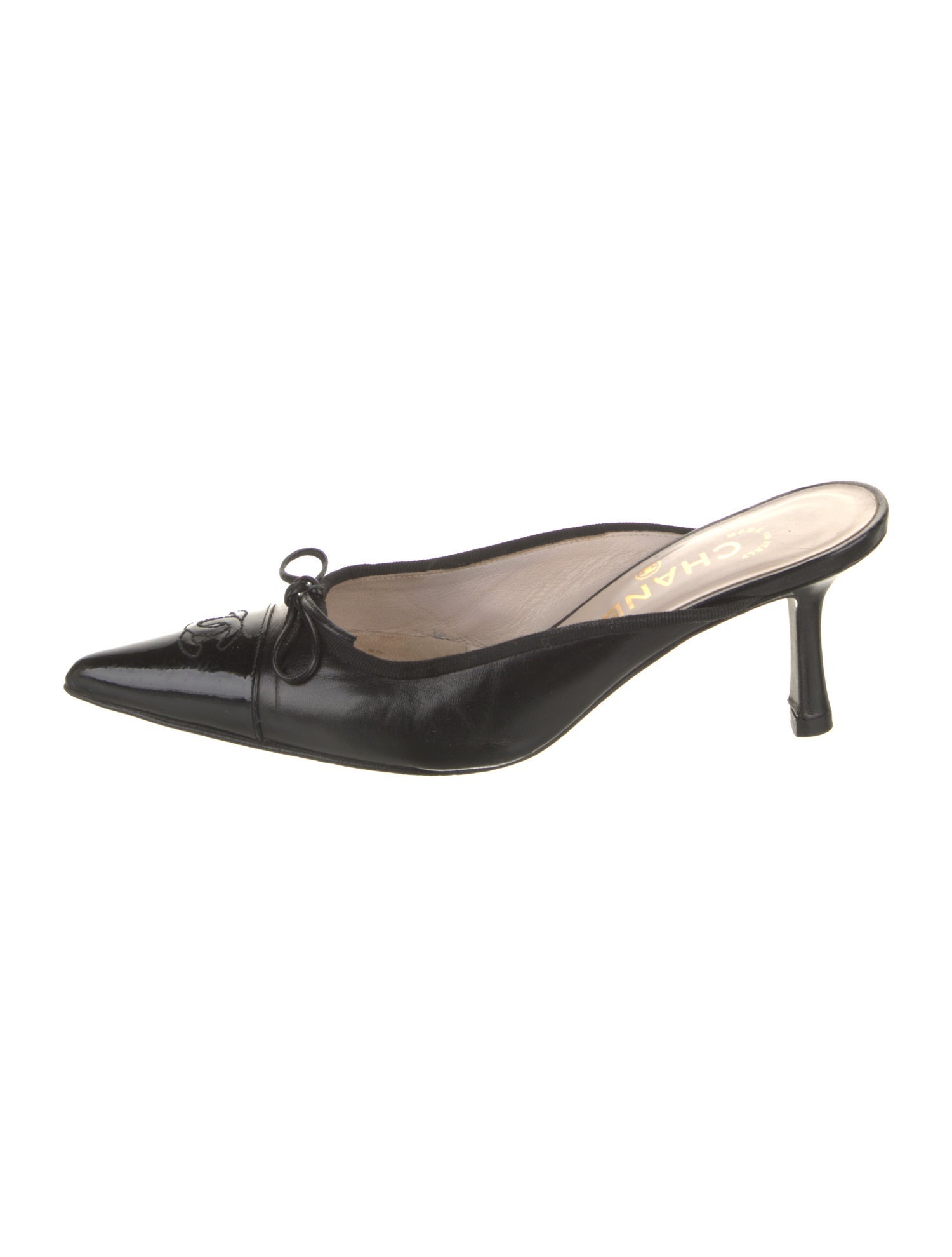 Chanel Interlocking CC Logo Leather Mules