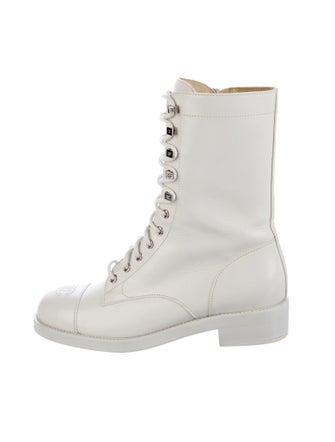Chanel Interlocking CC Logo Leather Combat Boots
