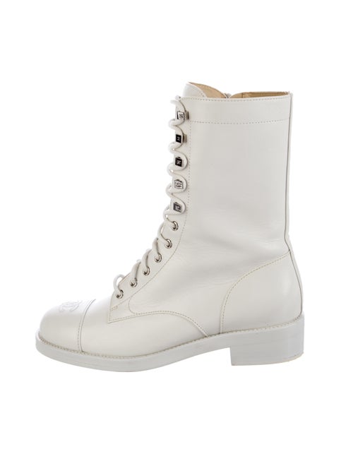 Chanel Interlocking CC Logo Leather Combat Boots