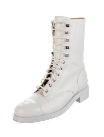 Chanel Interlocking CC Logo Leather Combat Boots