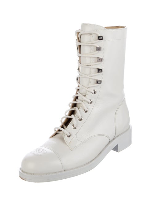 Chanel Interlocking CC Logo Leather Combat Boots