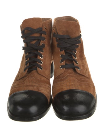 Chanel 2018 Interlocking CC Logo Lace-Up Boots