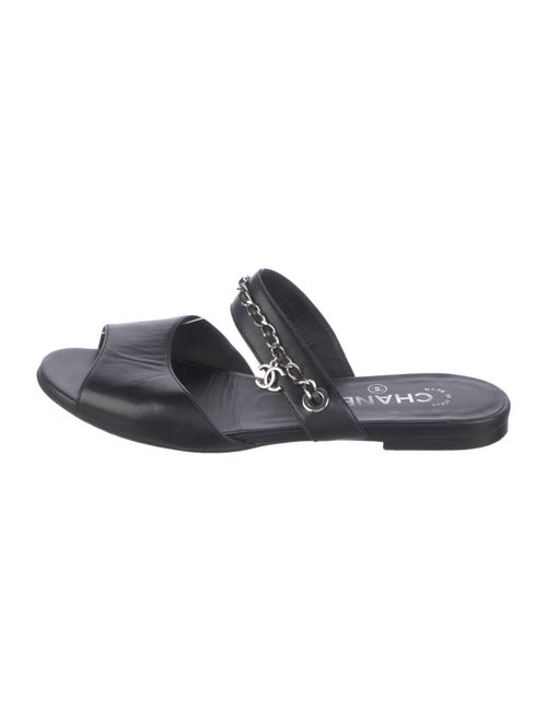 Chanel Interlocking CC Logo Leather Slides