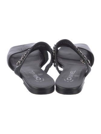 Chanel Interlocking CC Logo Leather Slides