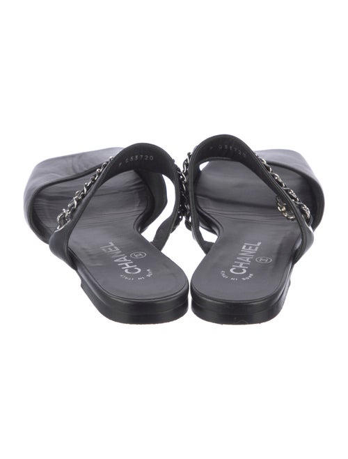 Chanel Interlocking CC Logo Leather Slides