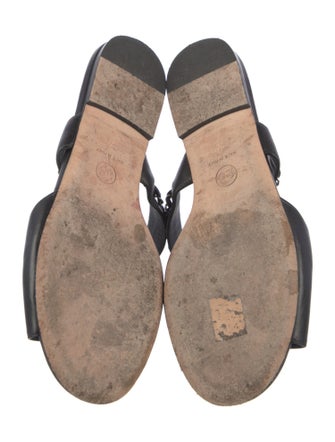 Chanel Interlocking CC Logo Leather Slides