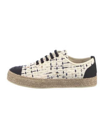 Chanel Interlocking CC Logo Tweed Espadrille Sneakers