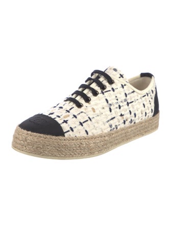 Chanel Interlocking CC Logo Tweed Espadrille Sneakers
