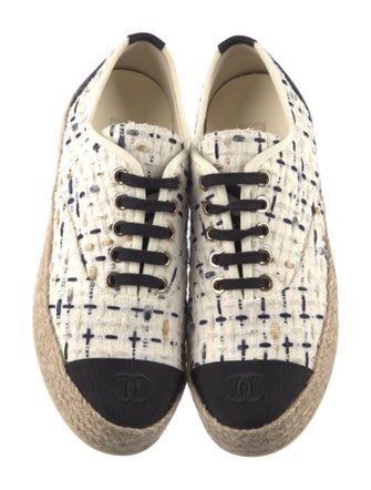 Chanel Interlocking CC Logo Tweed Espadrille Sneakers