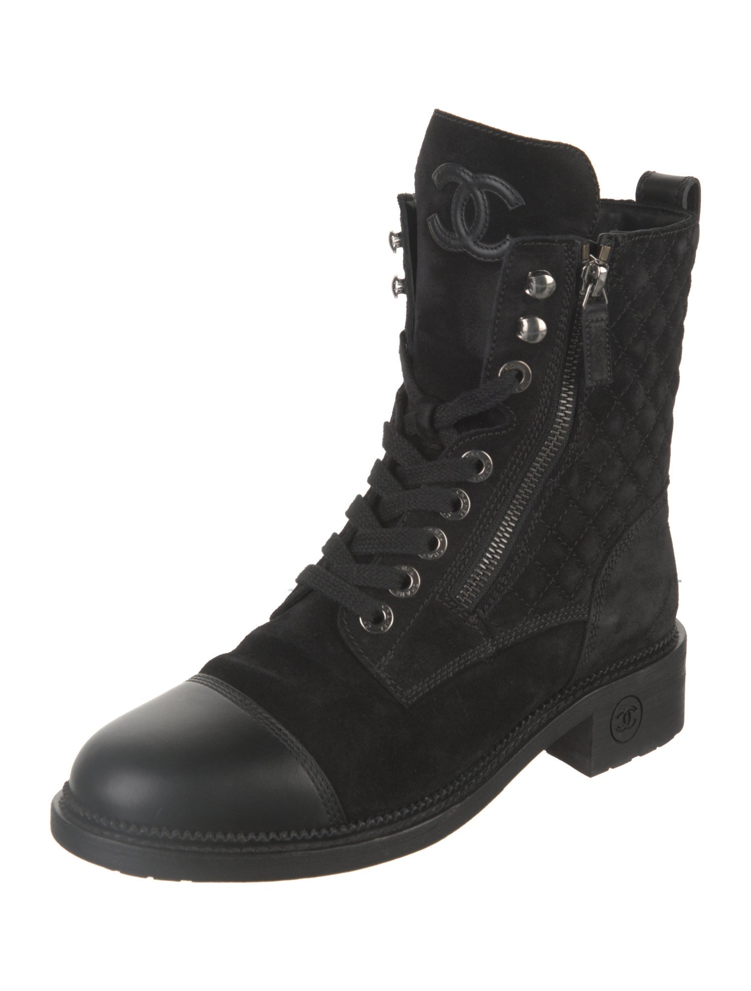 Chanel 2018 Interlocking CC Logo Combat Boots