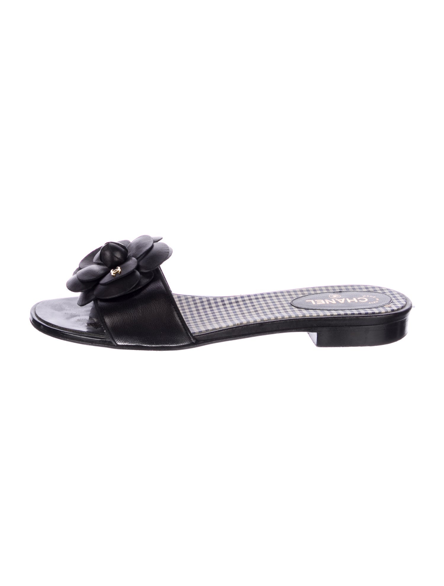 Chanel Interlocking CC Logo Leather Slides