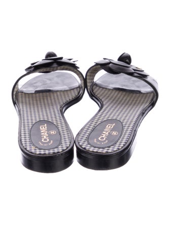 Chanel Interlocking CC Logo Leather Slides