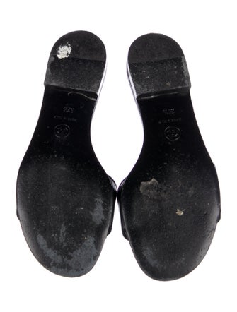 Chanel Interlocking CC Logo Leather Slides