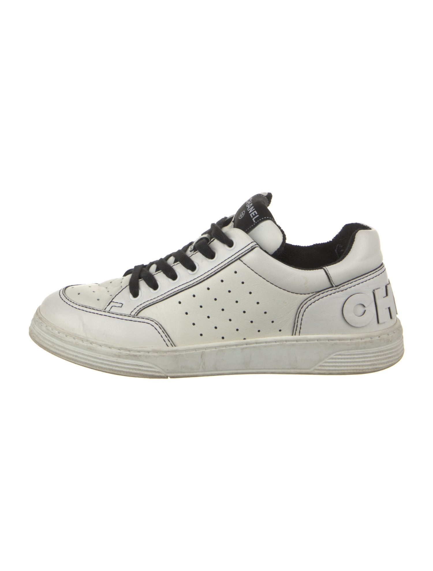 Chanel Leather Lasercut Accents Sneakers