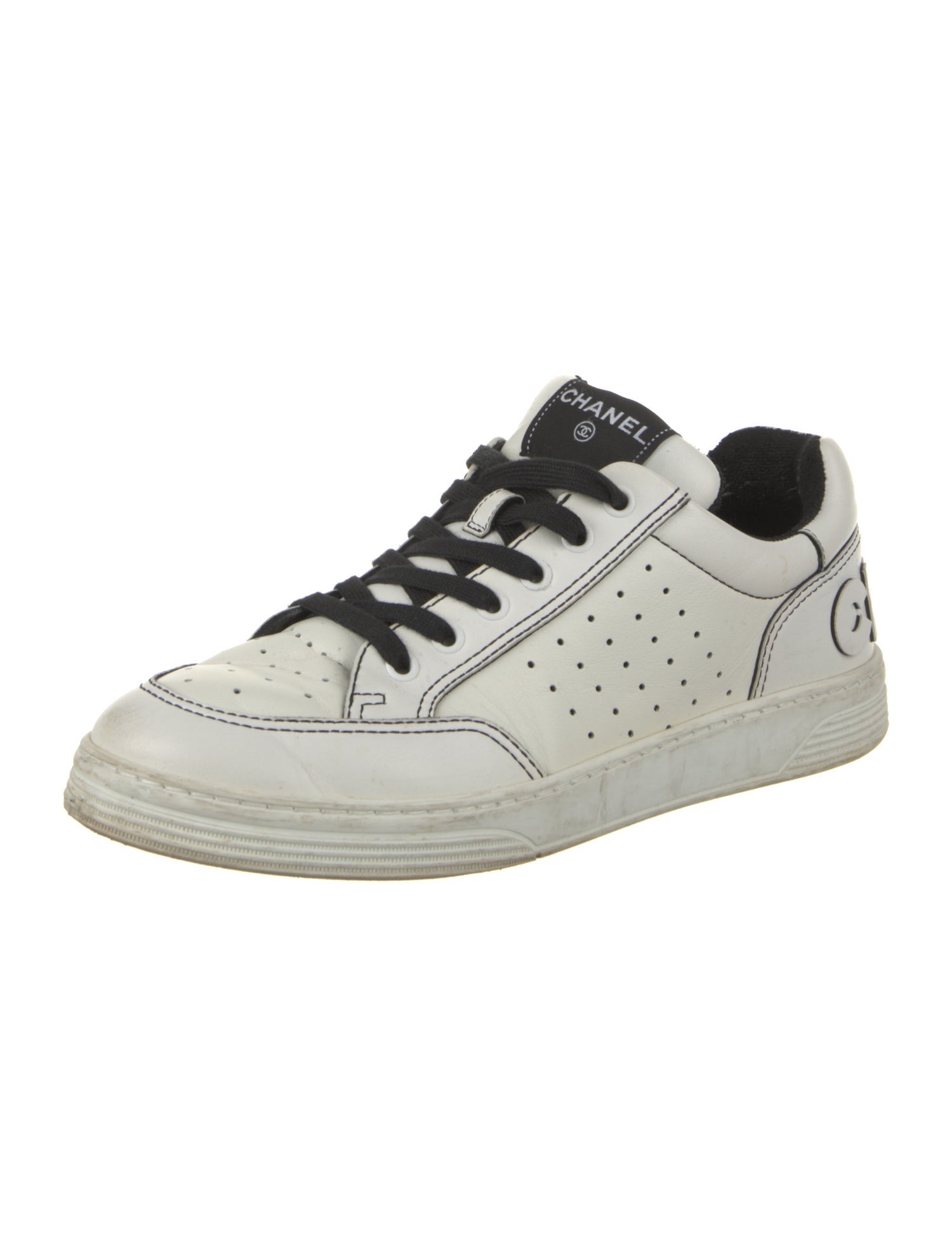 Chanel Leather Lasercut Accents Sneakers